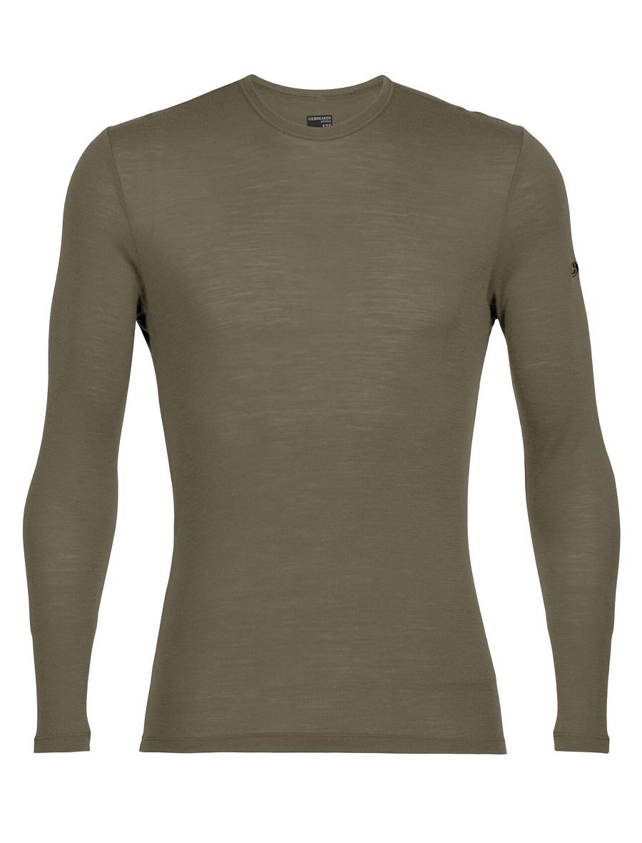 Icebreaker Merino 175 Everyday Long Sleeve Crewe Thermal Top Férfi Base Layers Olivazöld | HU 1374ZUTG